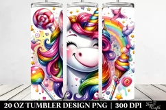 Funny Cute Unicorn Watercolor Drawing | 20 oz Tumbler Product Image 2
