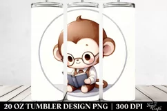 Cute Baby Monkey Simple Watercolor Image | 20 oz Tumbler Product Image 2