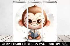 Cute Baby Monkey Simple Watercolor Image | 20 oz Tumbler Product Image 2