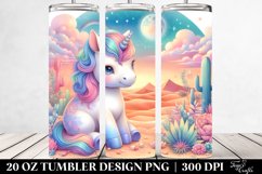Colorful Unicorn Desert Scene. 20 Oz Tumbler Design Product Image 2