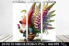 Digital Gnome with Foxglove Bouquet | 20 Oz Tumbler Product Image 2