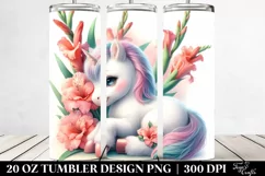 Pastel Unicorn with Gladiolus | 20 Oz Tumbler Product Image 2
