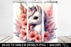Pastel Unicorn with Gladiolus | 20 Oz Tumbler Product Image 2