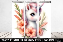 Pastel Unicorn with Gladiolus | 20 Oz Tumbler Product Image 2