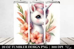 Pastel Unicorn with Gladiolus | 20 Oz Tumbler Product Image 2