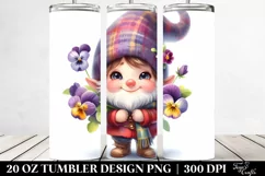 Cute Gnome with Pansy | 20 Oz Tumbler Product Image 2