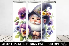 Cute Smiling Gnome with Pansy | 20 Oz Tumbler Product Image 2