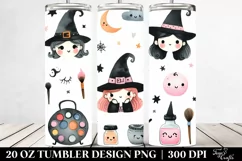 Watercolor Whimsical Witch | 20 oz Tumbler Product Image 2