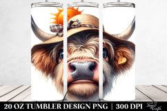 Highland Cow Portrait with Sun Hat | 20 Oz Tumbler Product Image 2