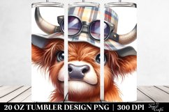 Highland Cow Portrait with Sun Hat | 20 Oz Tumbler Product Image 2