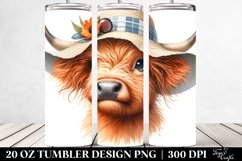 Highland Cow Portrait with Sun Hat | 20 Oz Tumbler Product Image 2