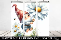 Cute Gnome Floating with Large Daisy | 20 Oz Tumbler Product Image 2