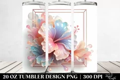 Abstract Pastel Glossy Hibiscus Tumbler Design Product Image 2