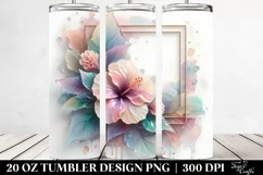 Abstract Pastel Glossy Hibiscus Tumbler Design Product Image 2