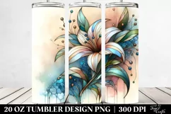 Abstract Pastel Wooden Stained Lily Tumbler Design Product Image 2