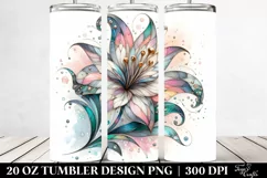 Abstract Pastel Wooden Stained Lily Tumbler Design Product Image 2