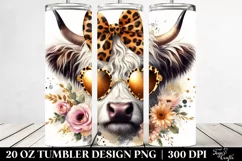 Elegant Highland Cow with Animal Print | 20 Oz Tumbler Product Image 2