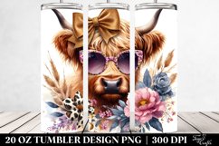 Highland Cow with Glitter Clipart 20 Oz Tumbler Product Image 2