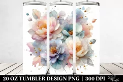 Abstract Pastel Glossy Peonies Tumbler Design Product Image 2