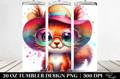 Colorful Layered Baby Squirrel with Sun es | 20 Oz Tumbler Product Image 2