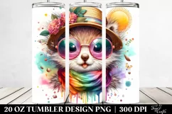 Colorful Layered Baby Squirrel with Sun es | 20 Oz Tumbler Product Image 2