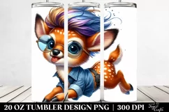 Vibrant Baby Deer Drawing Tumbler 20 oz Product Image 2