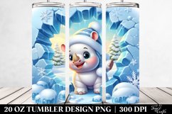 Cute Baby Rhino in Winter Scene, Transparent 20 Oz Tumbler Product Image 2