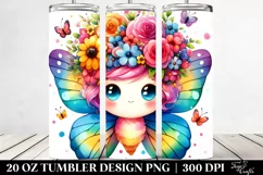 Cartoon-Style Vibrant Butterfly 20 Oz Tumbler Product Image 2