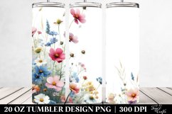 Watercolor Wild Flowers with Space | 20 Oz Tumbler Product Image 2
