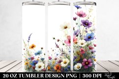 Watercolor Wild Flowers with Space | 20 Oz Tumbler Product Image 2