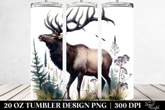 Watercolor Elk Centered Clipart | 20 oz Tumbler Product Image 2