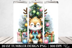 Watercolor Cute Deer with Christmas Ornaments, 20 Oz Tumbler Product Image 2