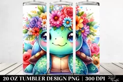 Adorned Turtle with Flower Crown | 20 oz Tumbler Product Image 2