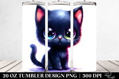 Watercolor Cute Baby Black Cat | 20 oz Tumbler Product Image 2