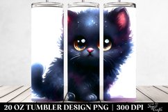 Watercolor Cute Baby Black Cat | 20 oz Tumbler Product Image 2