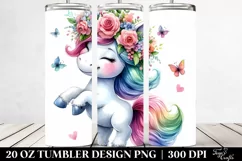Dancing Unicorn with Floral Wreath Clipart 20 Oz Tumbler Product Image 2