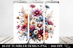Abstract Colorful Daisy Bouquet | 20 oz Tumbler Product Image 2