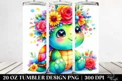 Vibrant Flowers,Colorful Turtle | 20 oz Tumbler Product Image 2