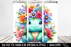 Vibrant Flowers,Colorful Turtle | 20 oz Tumbler Product Image 2