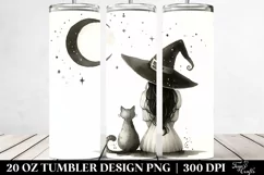 Simple Retro Witch Cat Watercolor Tumbler|20 oz Tumbler Product Image 2