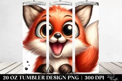 Watercolor Fox with Expressive Goofy Smile | 20 Oz Tumbler Product Image 2