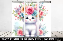 Adorned Kitten with Flower Crown | 20 oz Tumbler Product Image 2