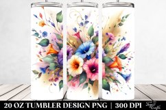 Colorful Watercolor Bouquet Clipart 20 Oz Tumbler Product Image 2