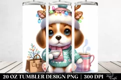 Winter Beagle with Reindeer Horns, High Quality 20 Oz Product Image 2