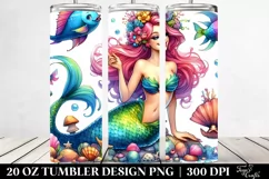 Watercolor Funny Mermaid | 20 oz Tumbler Product Image 2