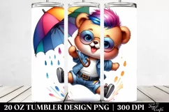 Watercolor Baby Bear Jumping, Transparent 20 Oz Tumbler Product Image 2
