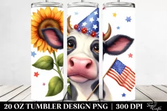 Watercolor Cow Portrait with Thoughtful Large Goofy Smile | Product Image 2