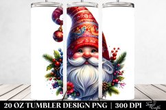 Detailed Vibrant Watercolor Christmass Gnome | 20 oz Tumbler Product Image 2