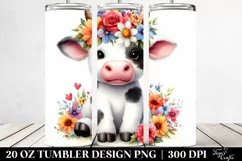 Sitting Cow with Flower Crown | 20 oz Tumbler Product Image 2