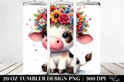 Sitting Cow with Flower Crown | 20 oz Tumbler Product Image 2